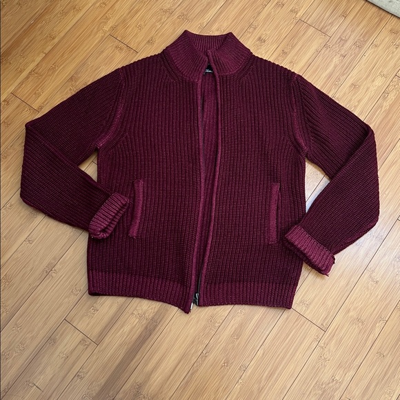 Todd Snyder Other - Sold eBay TODD SNYDER maroon chunky knit zip up wool mock sweater cardigan M